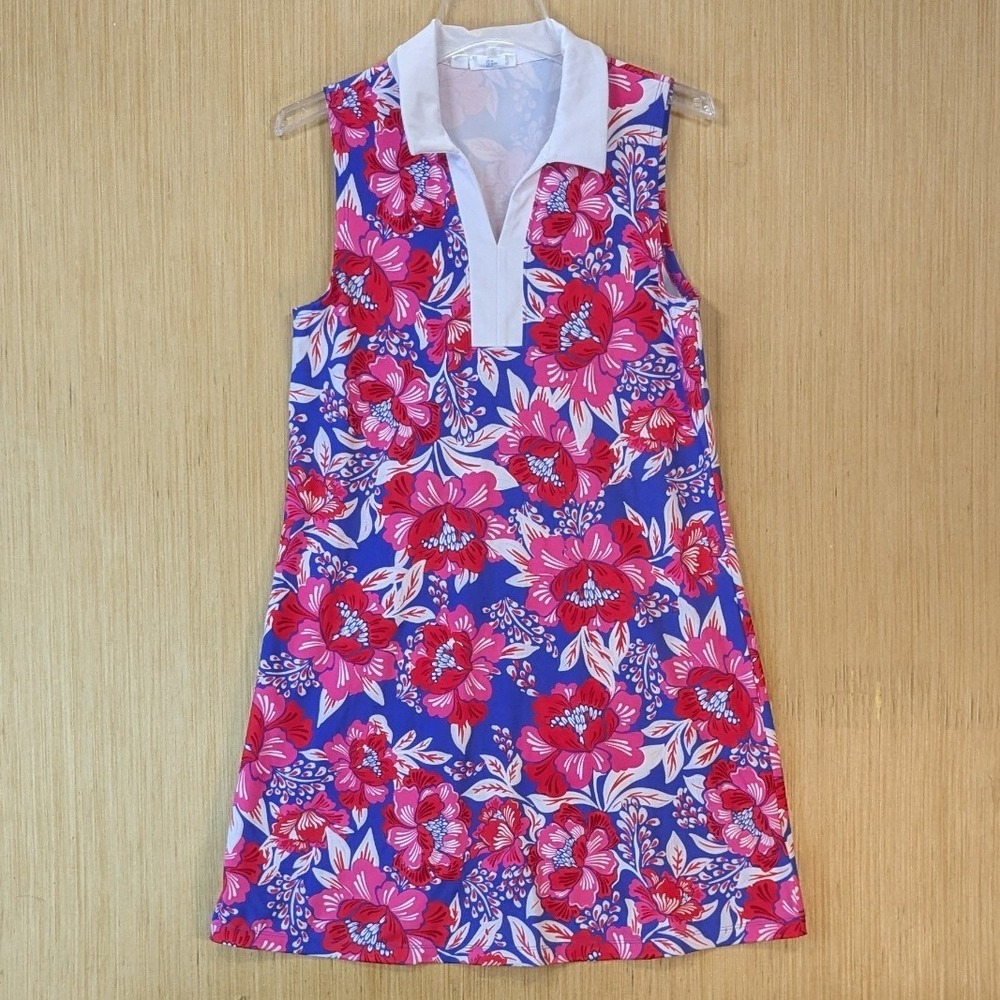 Sigrid Olsen Women Golf & Tennis Prep Floral Dress Medium Blue Pink Sport Active